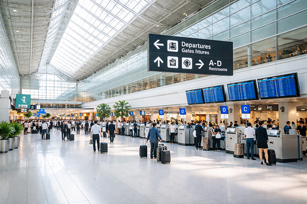 空港ターミナルの様子
